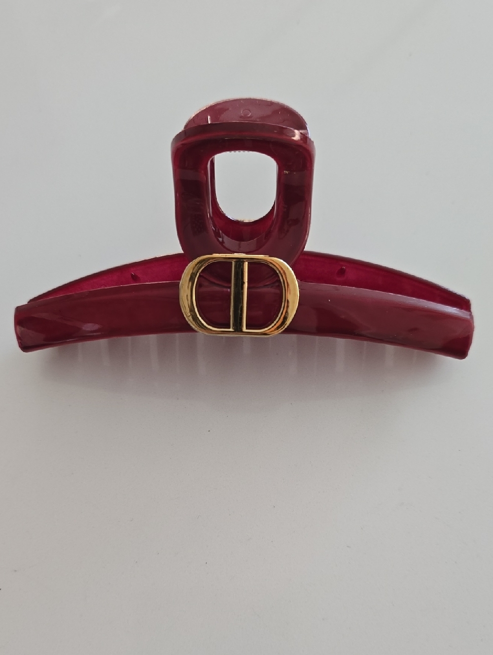 Burgundy Hair Claw Clip with Gold Accent